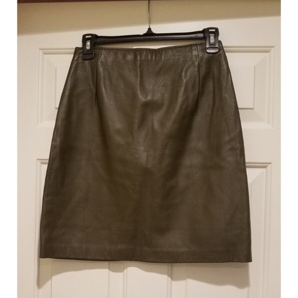 Firenze Santa Barbara 100% Genuine Leather Skirt Brown Size 8 - Picture 1 of 6